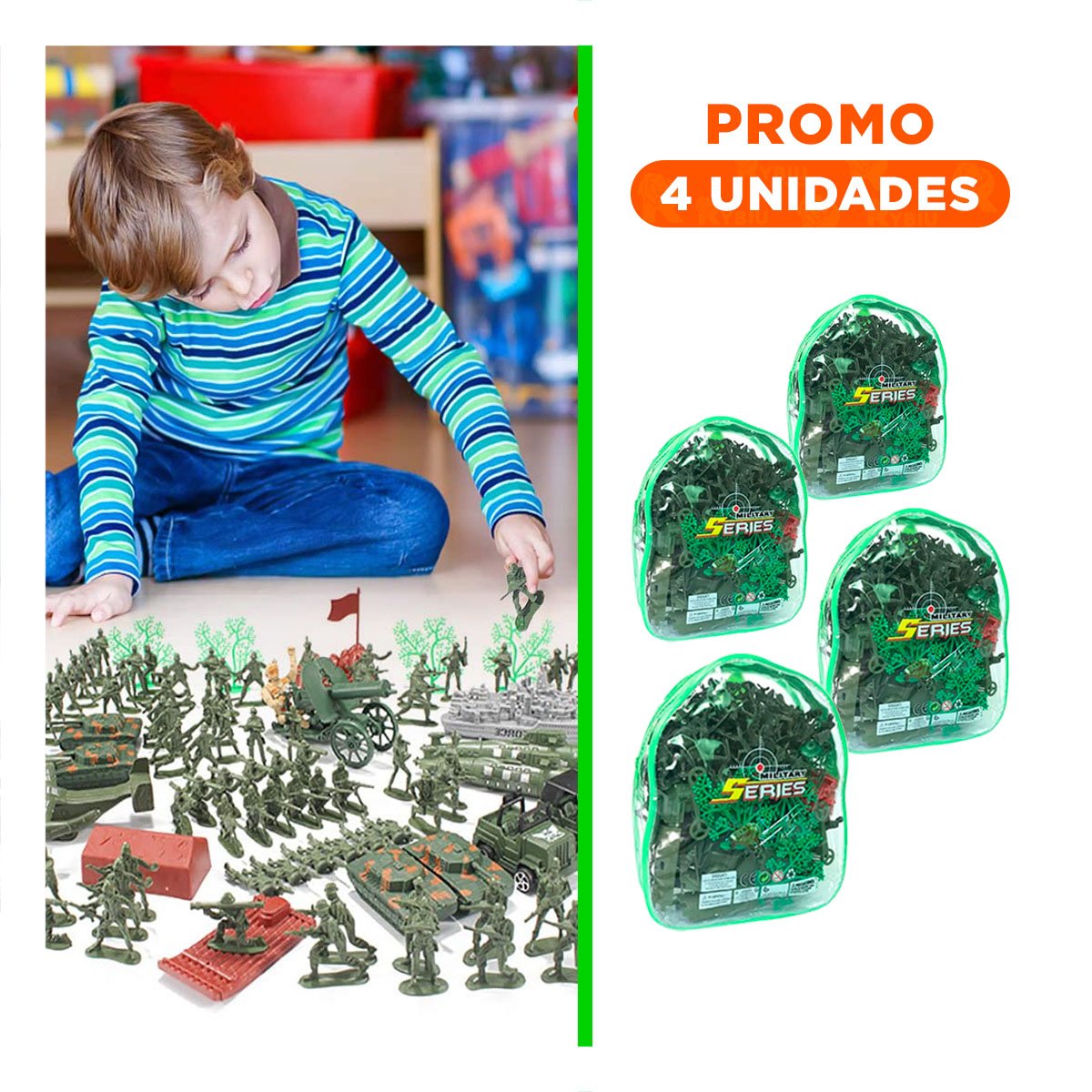 PACK4 FIGURITAS DE ACCION DIDACTICO DE COLOR VERDE - 1