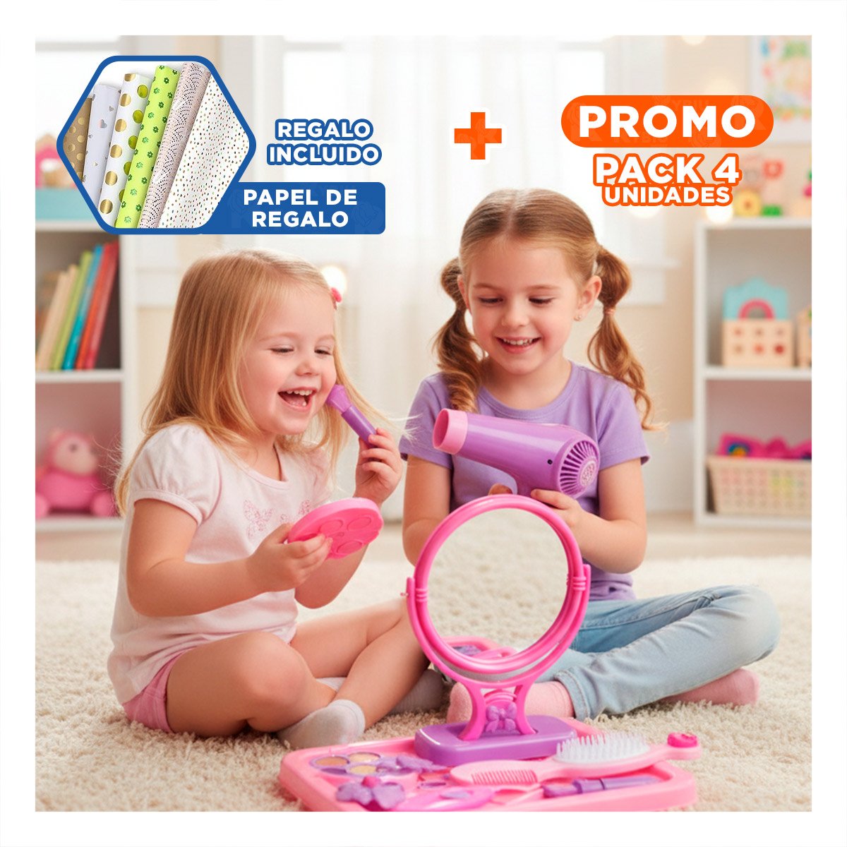PACK4 COLECCION INFANTIL DE BELLEZA PARA INFANTES CON PIEZAS DE JUEGO YPAPEL REGALO - 1