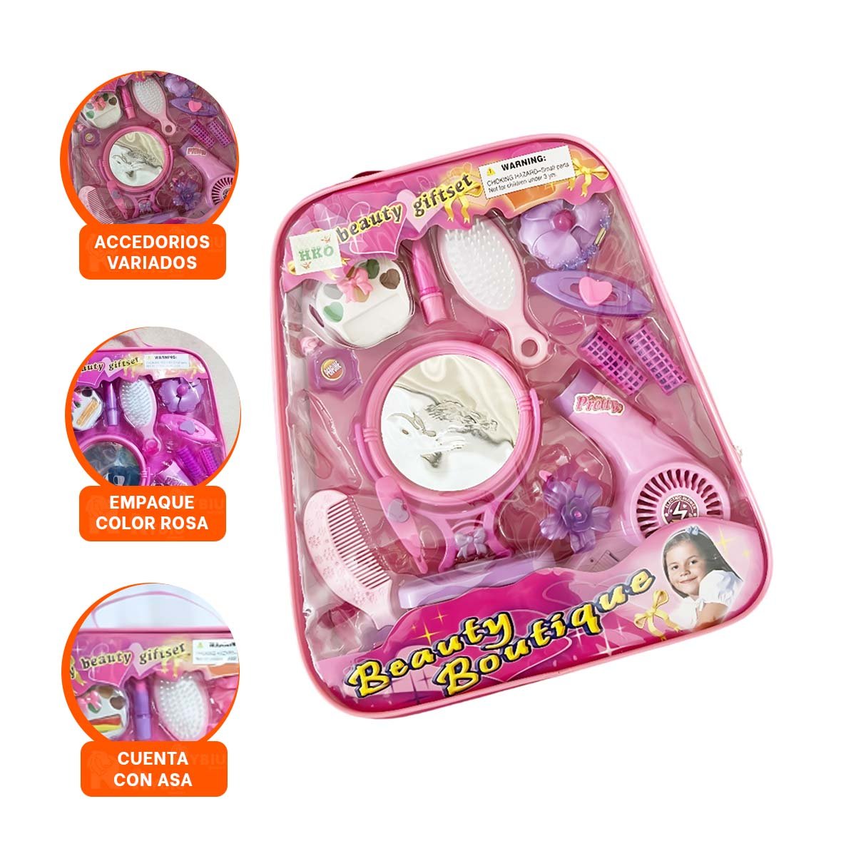 KIT BELLEZA COMPLETO PEINE ESPEJO Y OTROS Y+PAPEL DE REGALO - 2