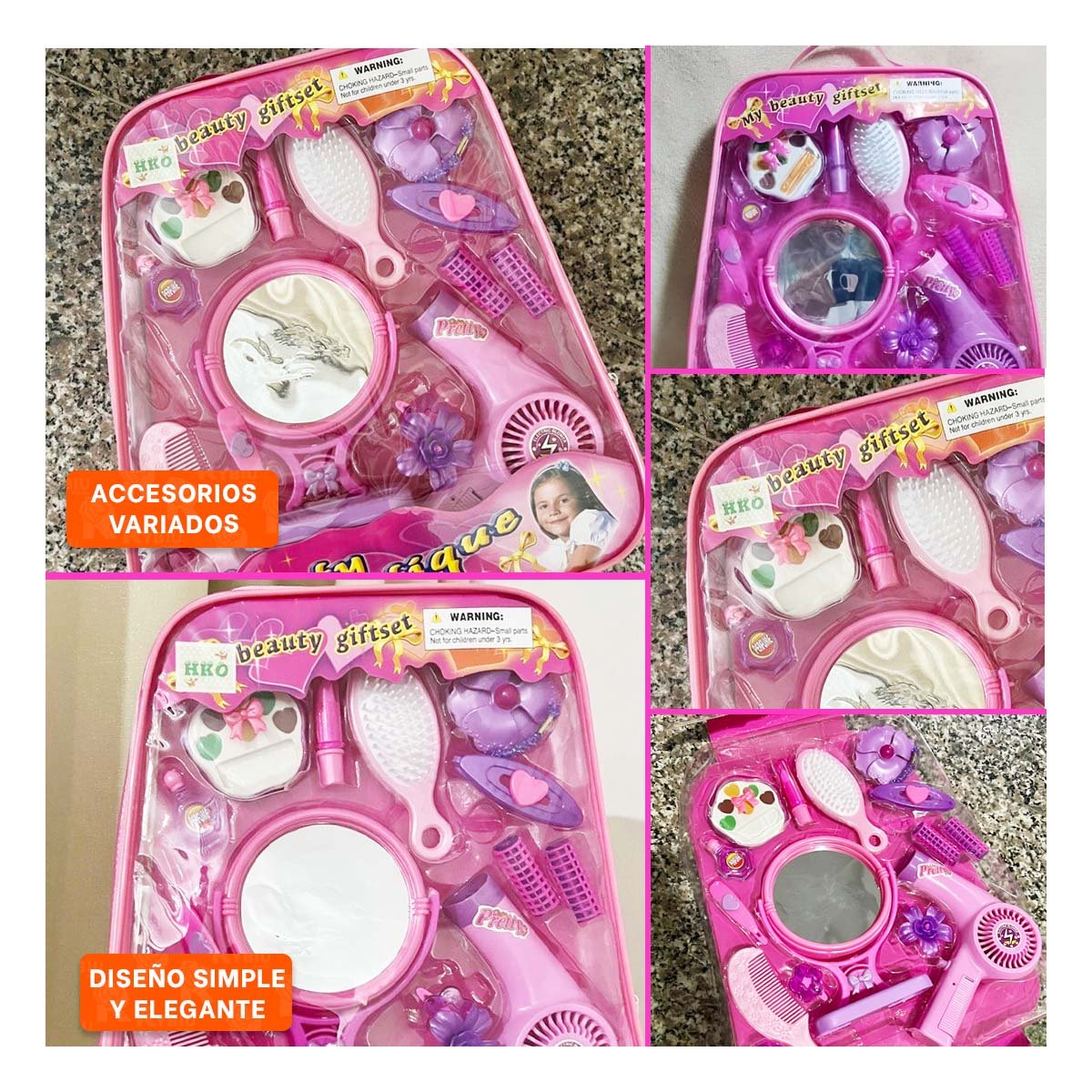 KIT BELLEZA COMPLETO PEINE ESPEJO Y OTROS Y+PAPEL DE REGALO - 5