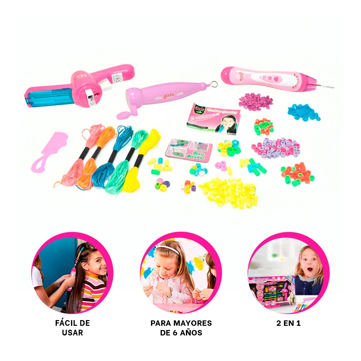 SET DE CUENTAS PARA DECORAR EL CABELLO EN MULTICOLORES - 2