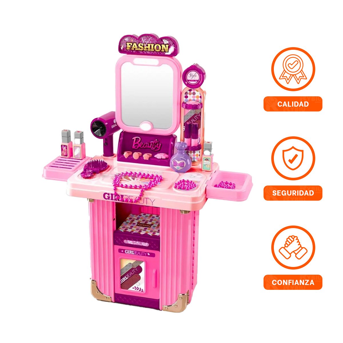 PACK2 JUGUETE PORTATIL DE SALON DE BELLEZA EN ROSADO - 2
