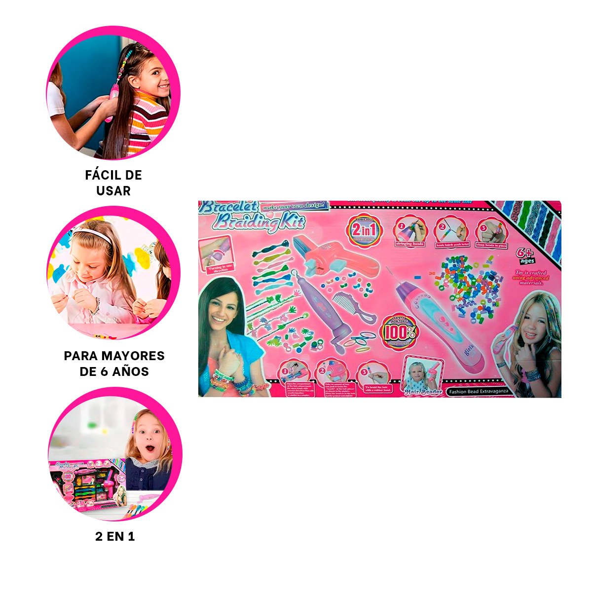 PACK4 KIT DE CUENTAS PARA DISENOS EN EL CABELLO MULTICOLOR - 2