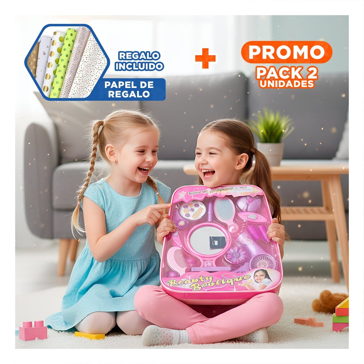 PACK2 KIT DE JUGUETE INFANTIL SECADOR Y+PAPEL DE REGALO - 1