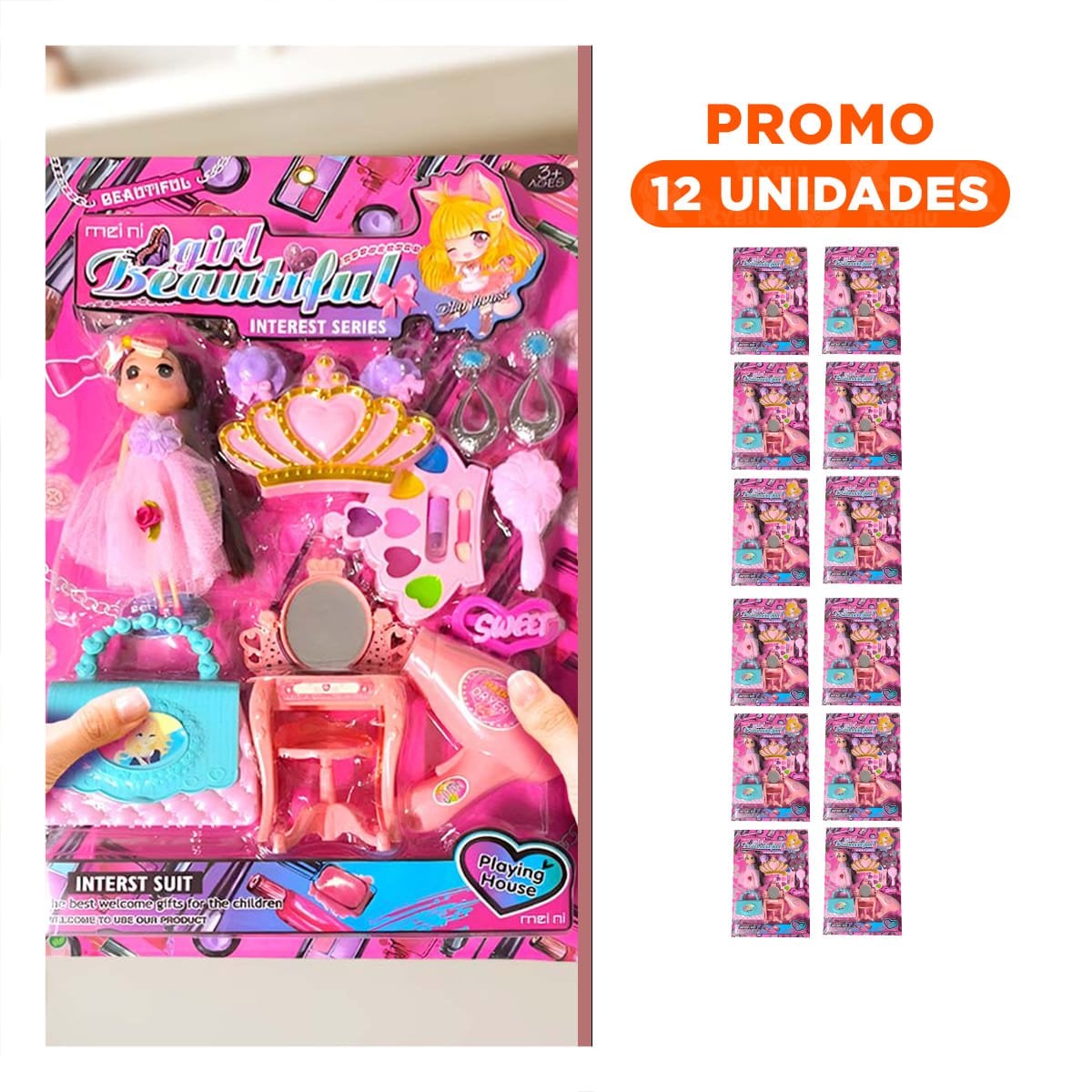 PACK12 CAJA CREATIVA DE ACCESORIOS DE MAQUILLAJE Y FIGURA PARA ENTRETENIMIENTO YREGALO STICKER - 1