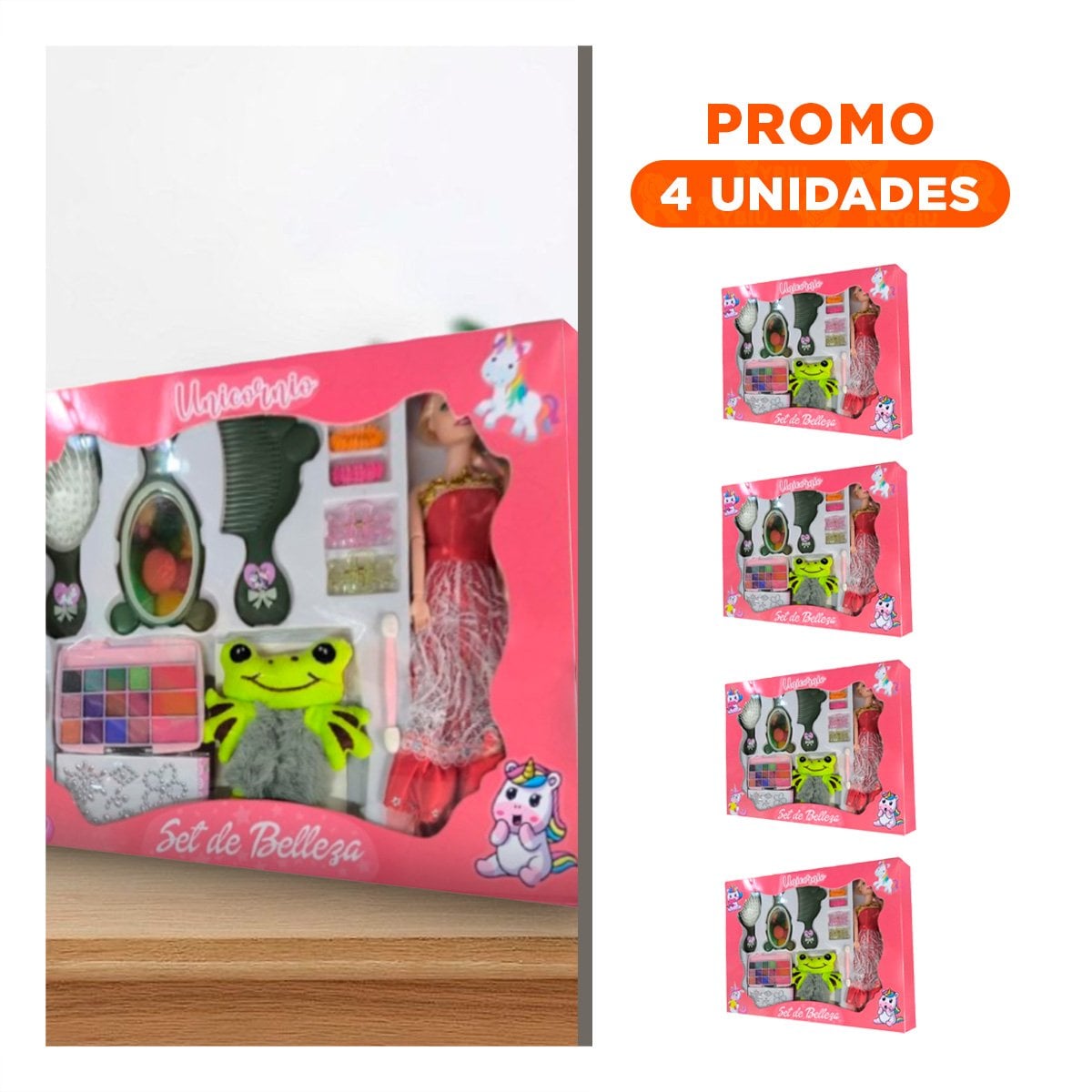 PACK4 SET MAQUILLAJE DE JUGUETE CON BROCHES PARA EL CABELLO - 1