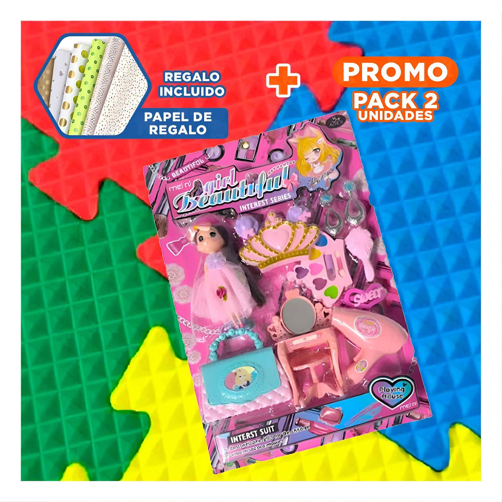 PACK2 ACCESORIOS INFANTIL DE EMBELLECEDORA Y+PAPEL DE REGALO - 1