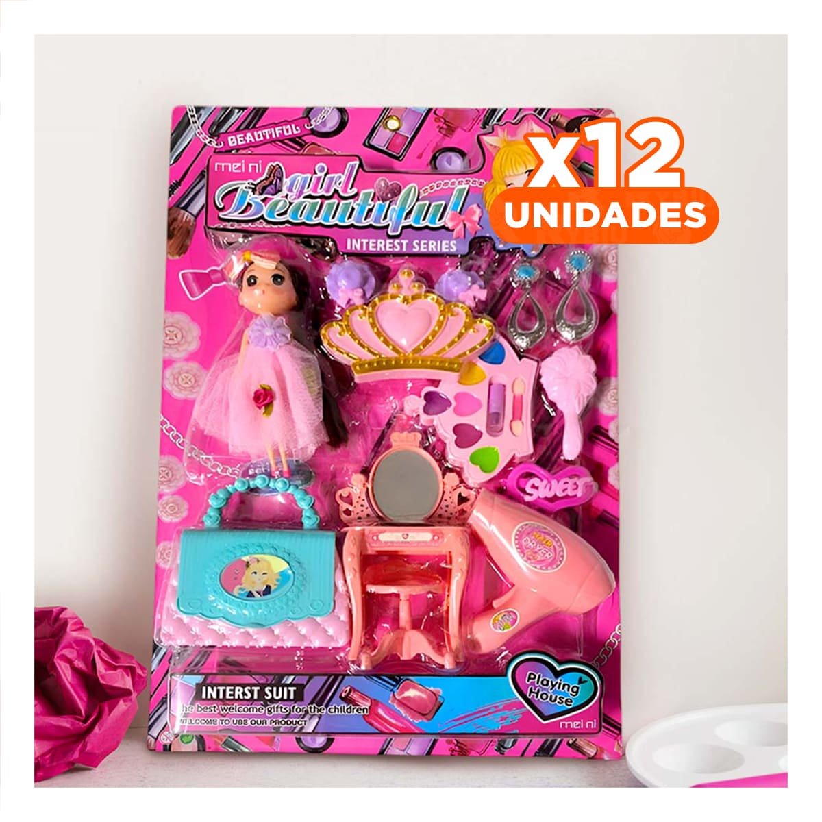 PACK12 SET CREATIVO DE ACCESORIOS DE MAQUILLAJE Y FIGURA PARA JUEGO IMAGINATIVO - 1