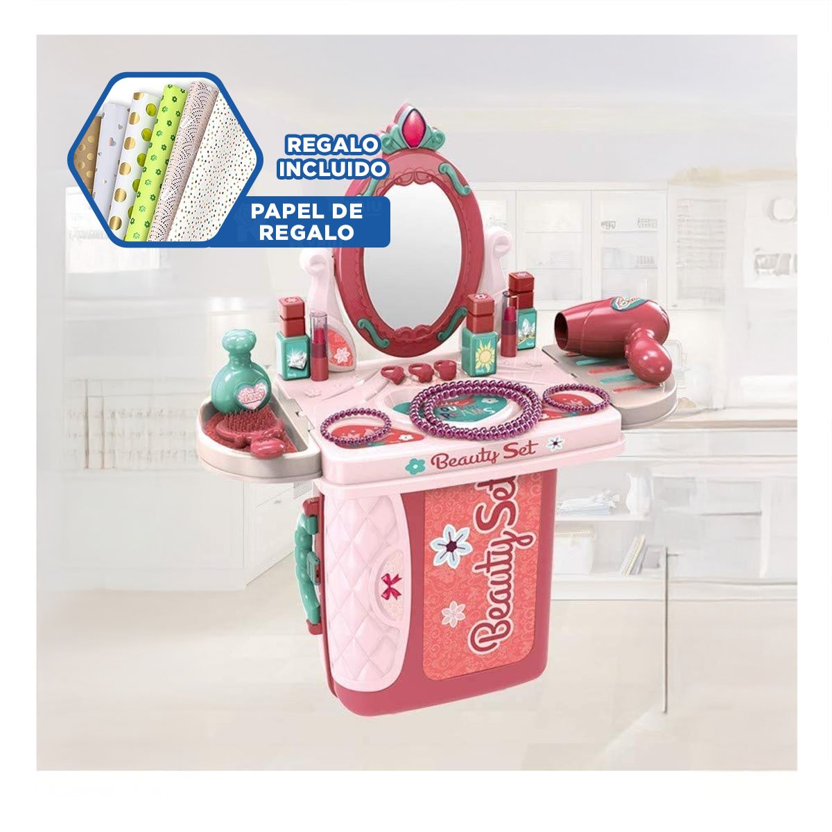 MALETA MINI EMBELLECEDORA CON ESPEJO Y+PAPEL DE REGALO - 1