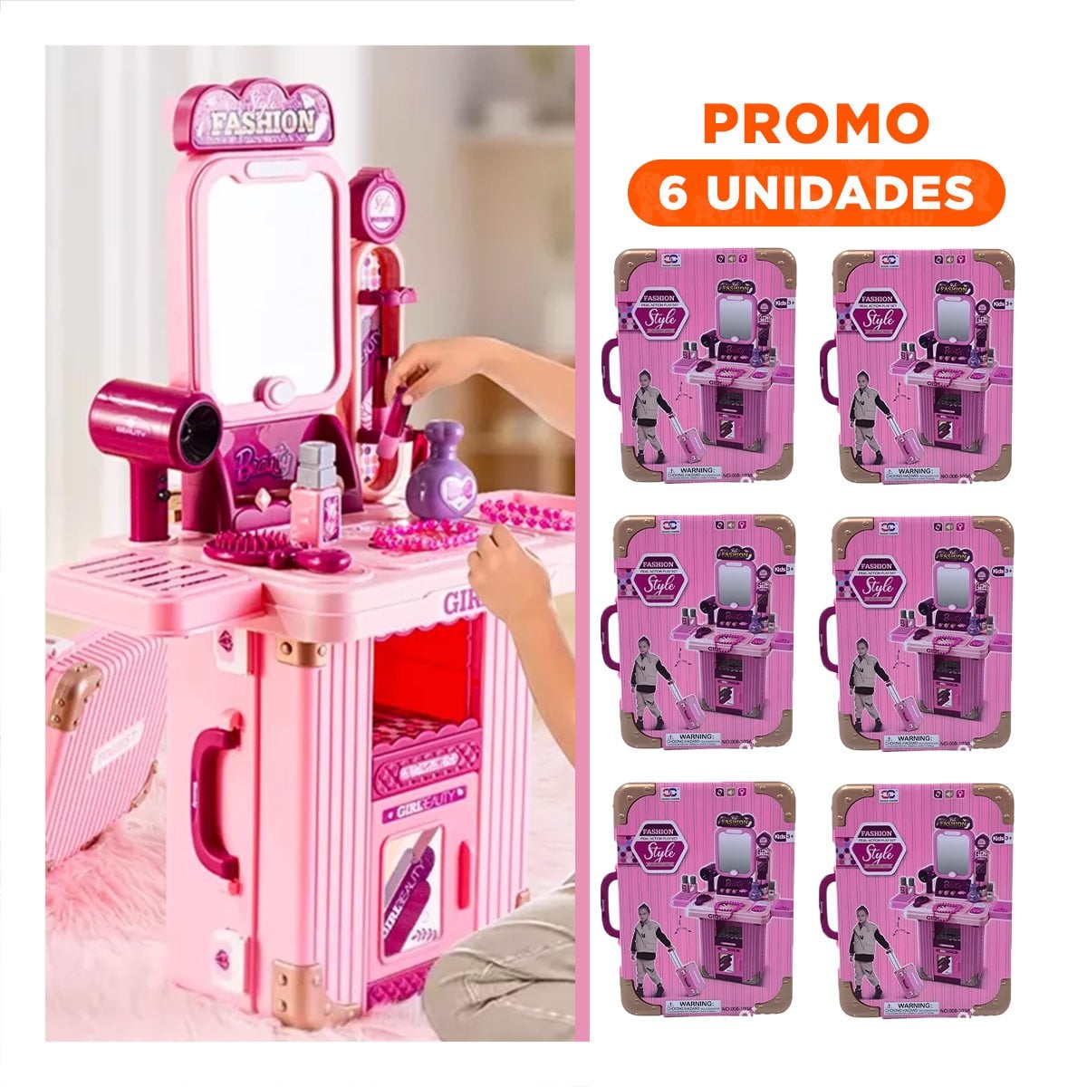 PACK6 MALETA DE BELLEZA STYLE PARA JUEGO DE ESTILISMO EN CASA - 1