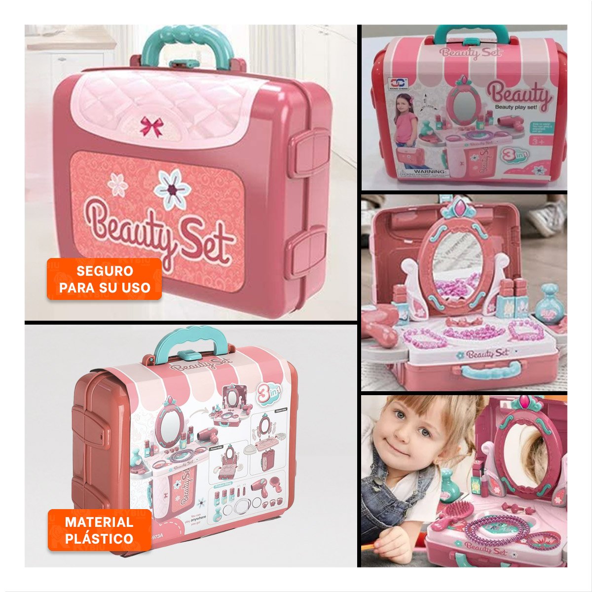 PACK2 MALETA TOCADOR INFANTIL EN ROSADO Y+PAPEL DE REGALO - 5
