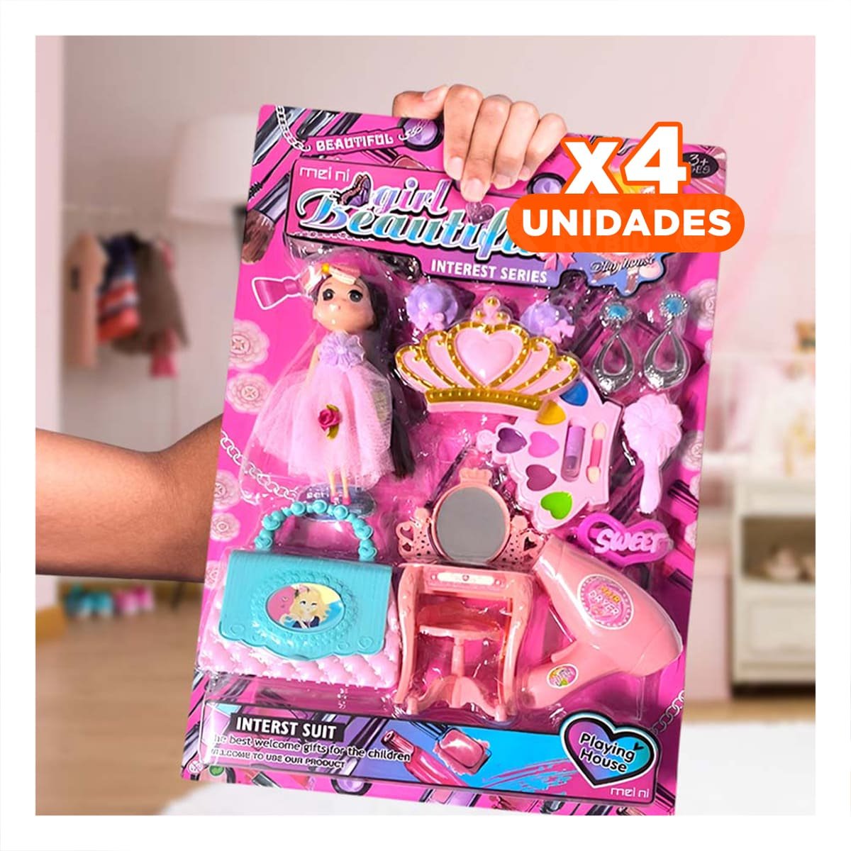 PACK4 SET DE ACCESORIO DE BELLEZA PLASTICO Y+REGALO STICKERS - 1