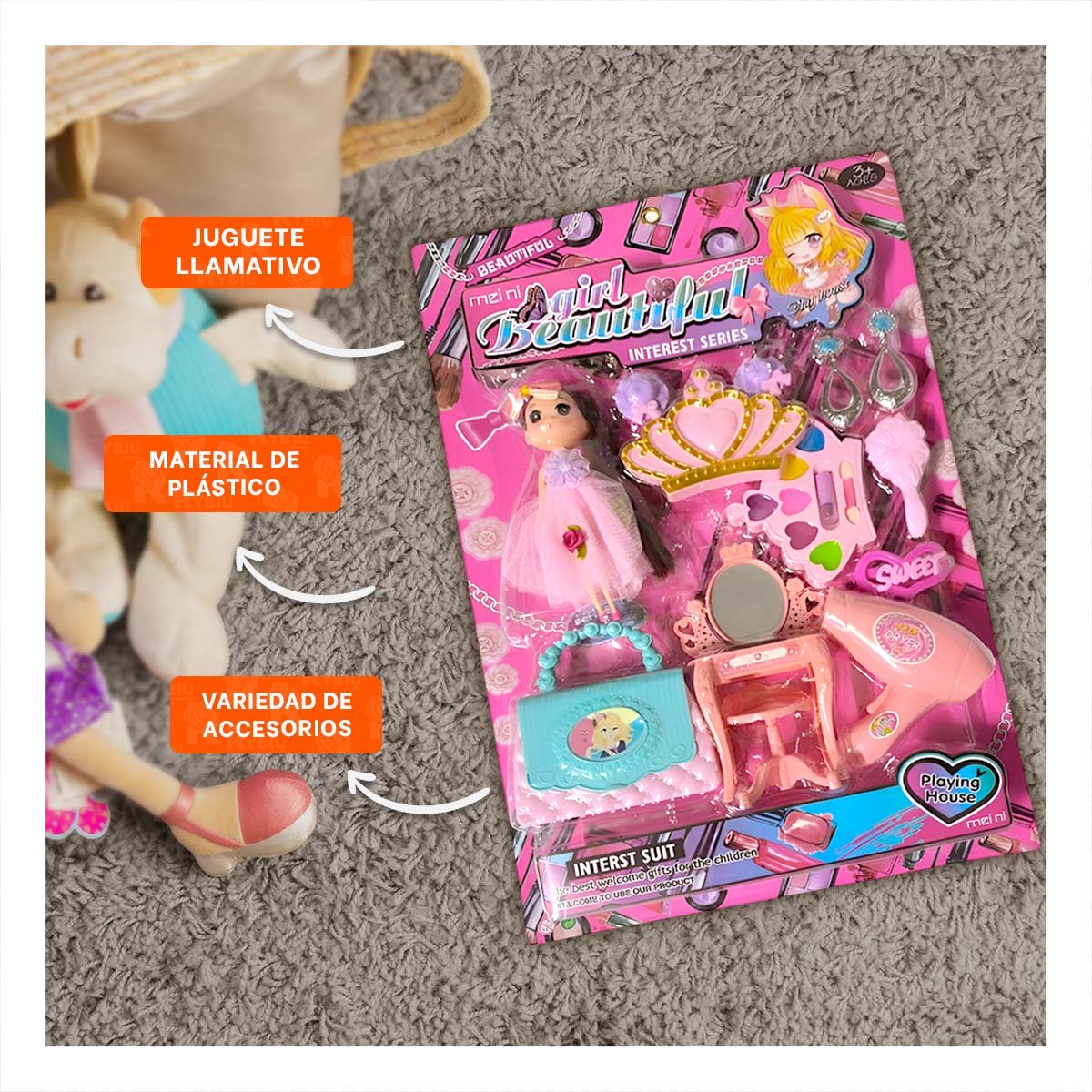 PACK4 SET DE ACCESORIO DE BELLEZA PLASTICO Y+REGALO STICKERS - 2