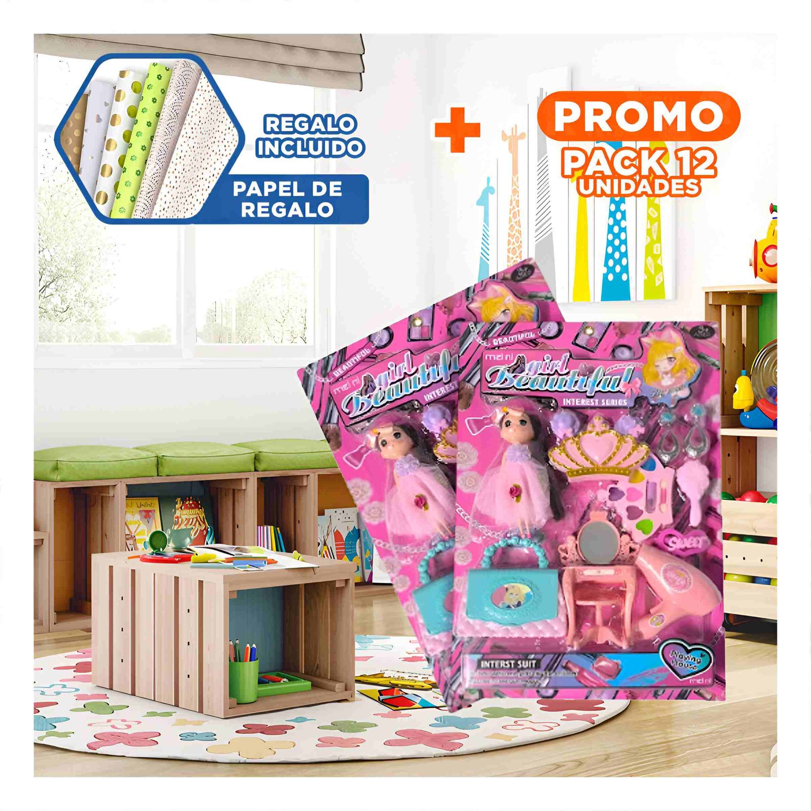 PACK12 KIT INFANTIL DE COSMETICOS Y+PAPEL DE REGALO - 1