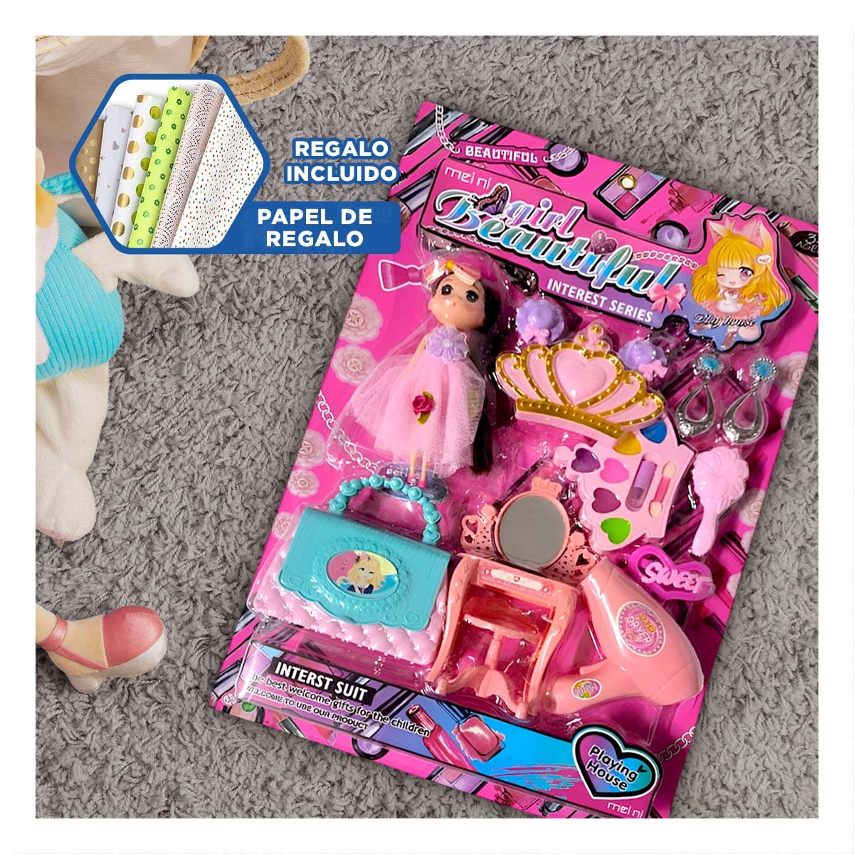 ACCESORIOS DE COSMETICOS DE JUEGO Y+PAPEL DE REGALO - 1