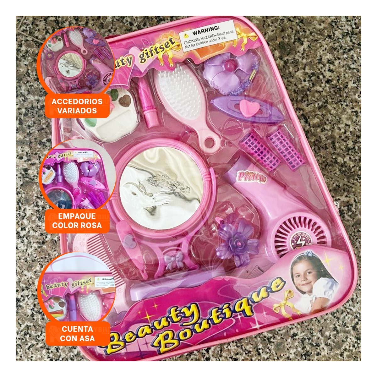 PACK6 SET DE ESTUCHE DE BELLEZA PARA NINAS EN ROSA - 5