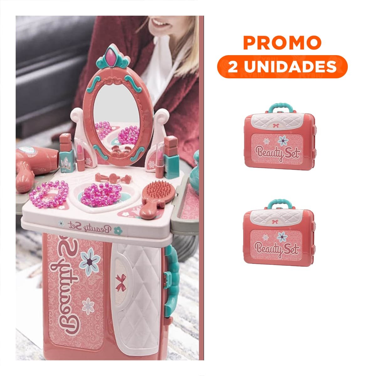 PACK2 MALETA KID EQUIPADA DE PEINES MAQUILLAJES ESMALTE - 1