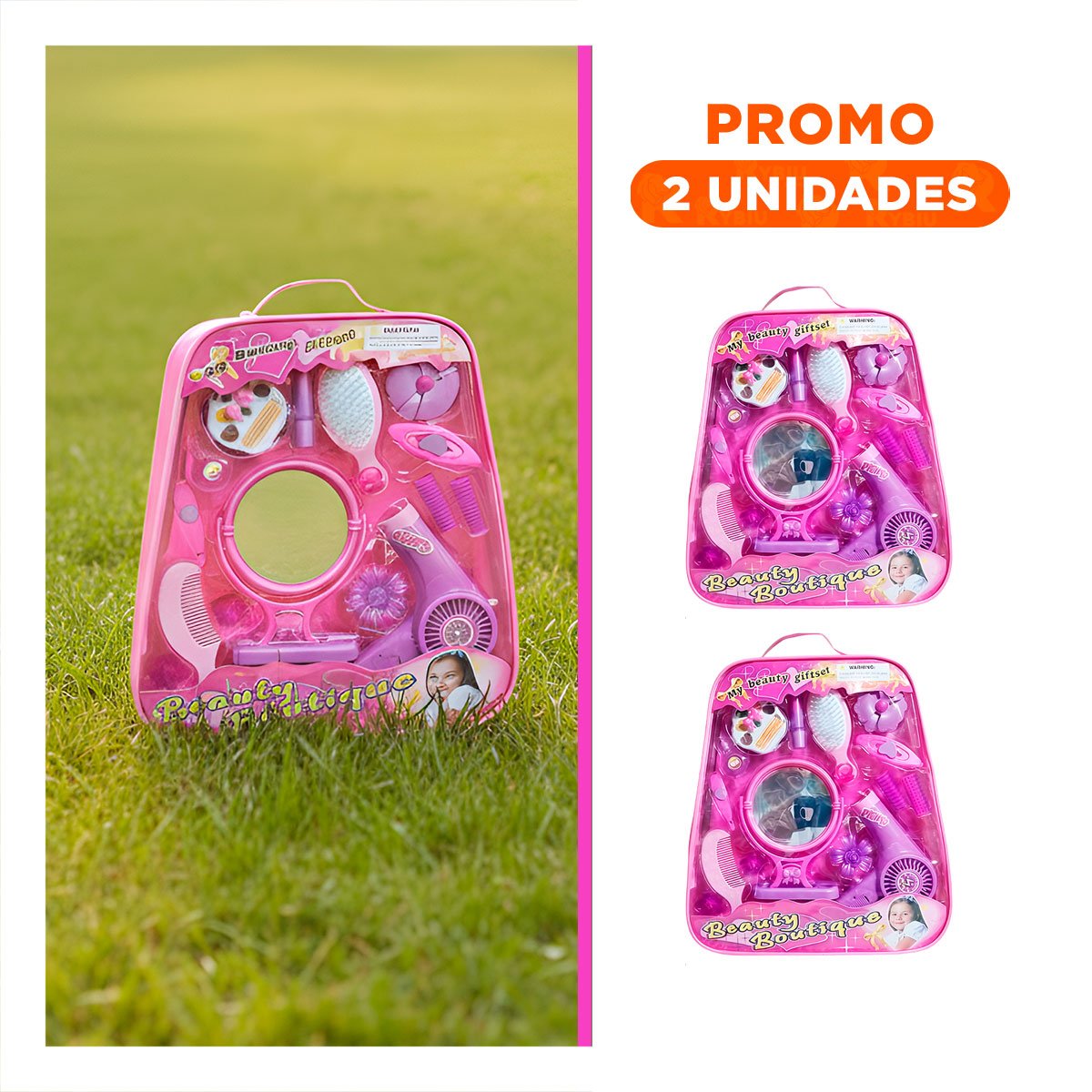 PACK2 KIT FASHION DE BELLEZA CON ACCESORIOS EN ROSA - 1