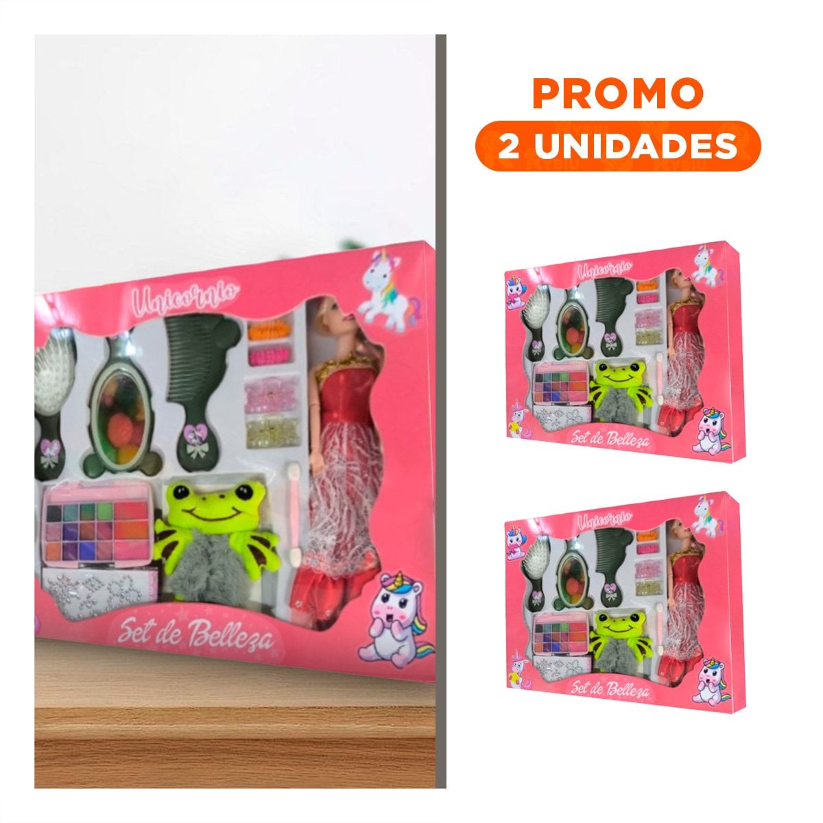 PACK2 JUGUETE KIT DE MAQUILLAJE CON UNA MUÑECA PARA NINAS - 1