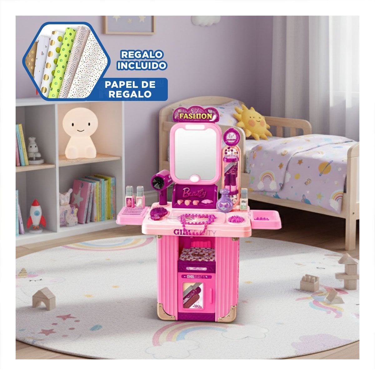 JUGUETE MALETIN DE BELLEZA PARA NINAS Y+PAPEL DE REGALO - 1