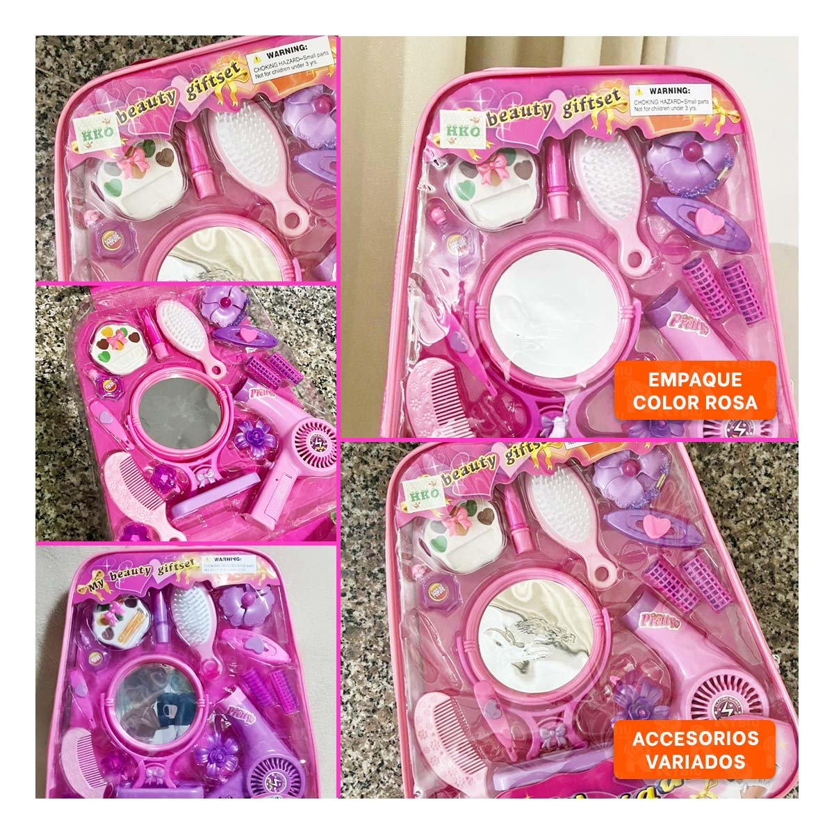 PACK6 SET PARA PEQUENA ESTILISTA EN ROSA Y+PAPEL DE REGALO - 5