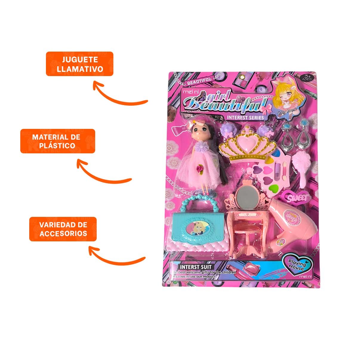 ACCESORIOS PARA MUNECA CON ESPEJO Y+REGALO STICKERS - 2