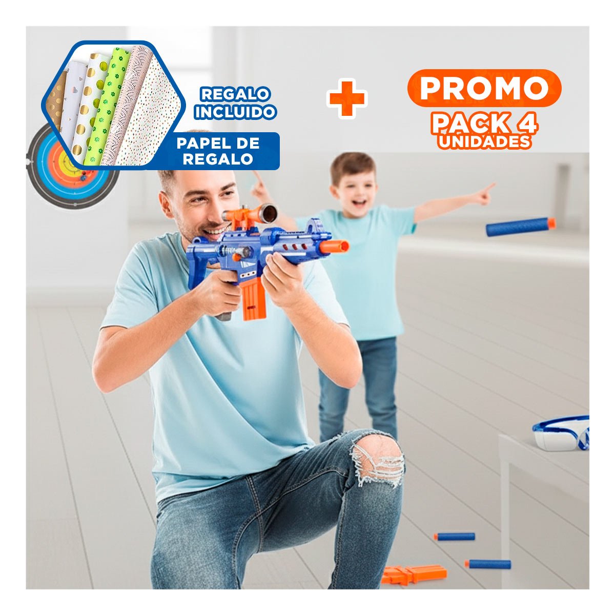 PACK4 SET DE DARDOS CON BASE PARA PRACTICA RECREATIVA Y MOVIMIENTO Y+PAPEL REGALO - 1