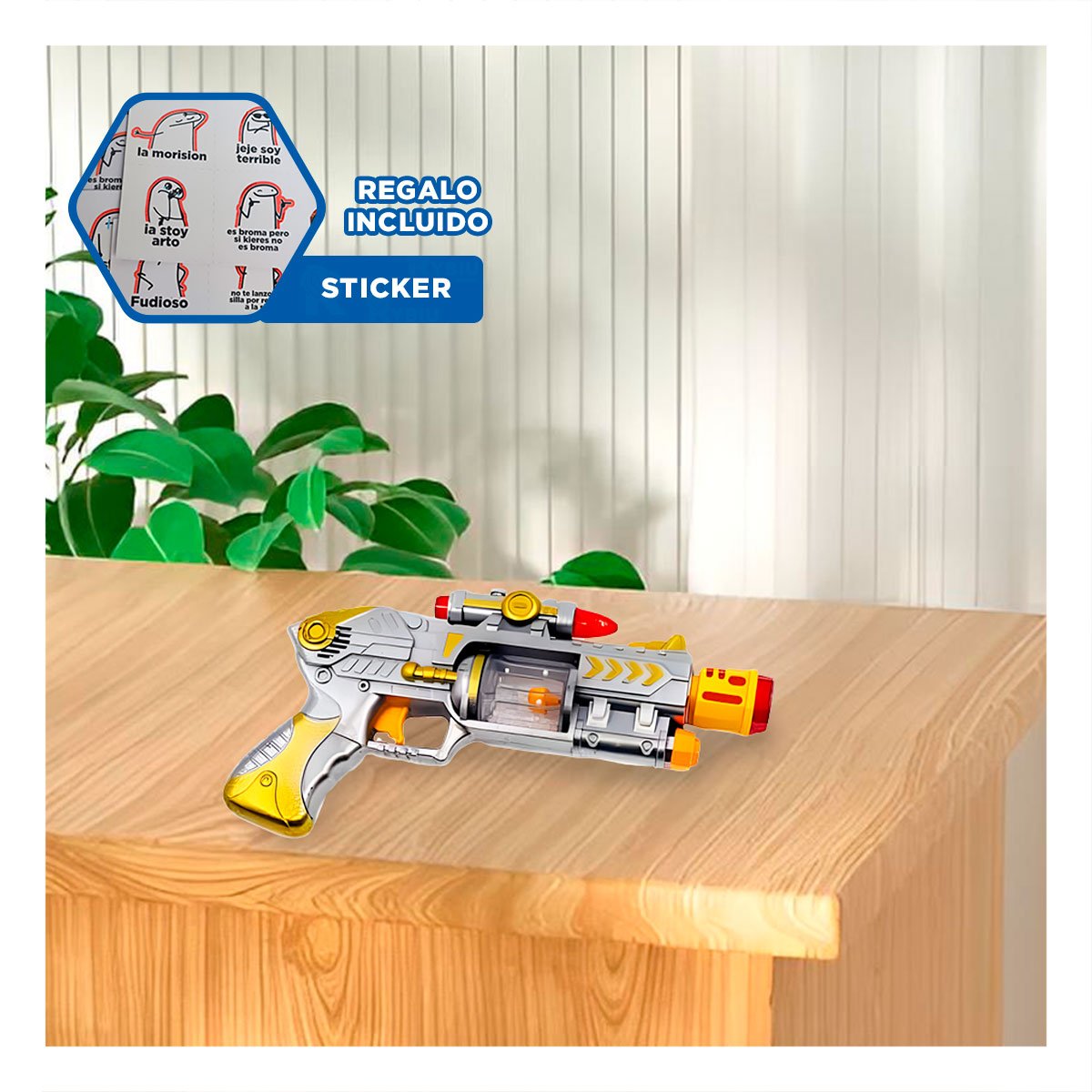 EMISOR DE SONIDO LASER PLATEADO CON ESTILO MODERNO PARA JUEGOS DINAMICOS Y+REGALO STICKER - 1
