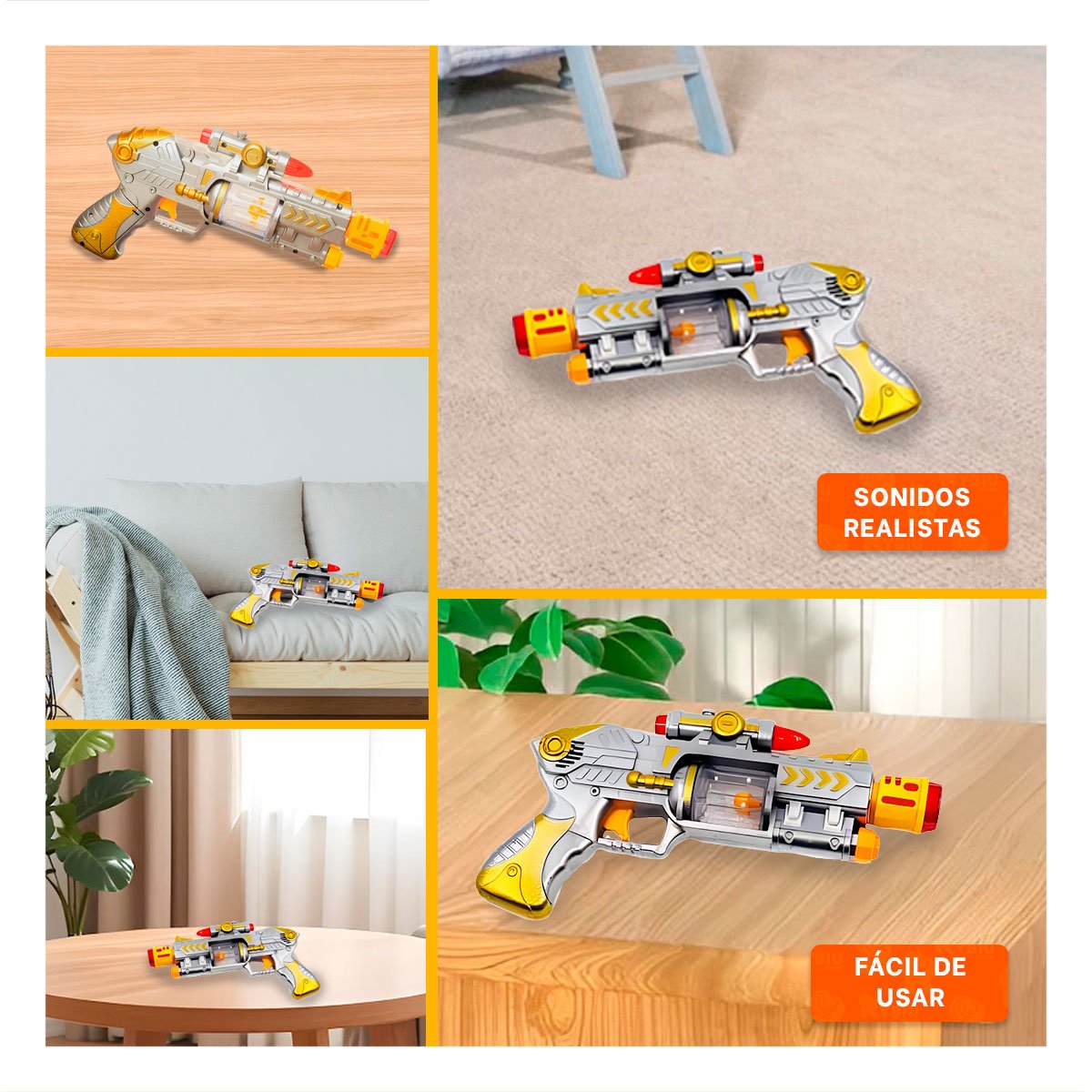 PACK2 PROYECTOR DE SONIDO LASER PLATEADO PARA JUEGO INTERACTIVO Y+PAPEL REGALO - 3