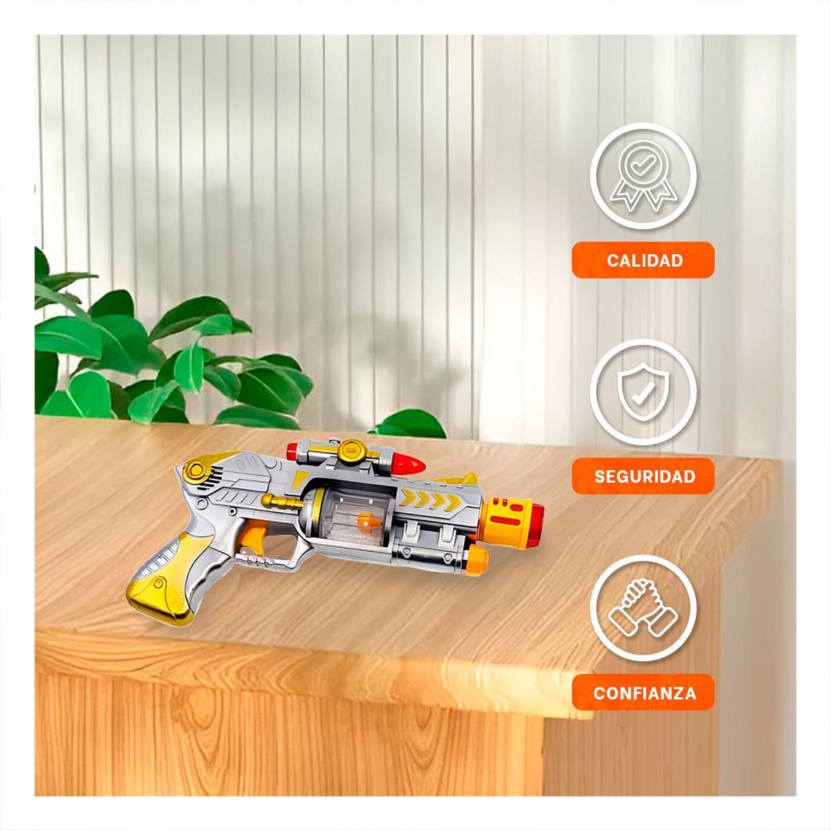 DISPOSITIVO DE SONIDO LASER PLATEADO PARA DIVERSION EN CASA Y REUNIONES Y+PAPEL REGALO - 3