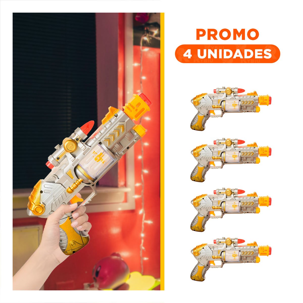 PACK4 EMISOR DE SONIDO LASER PLATEADO CON FUNCION SONORA DINAMICA Y+REGALO STICKER - 1