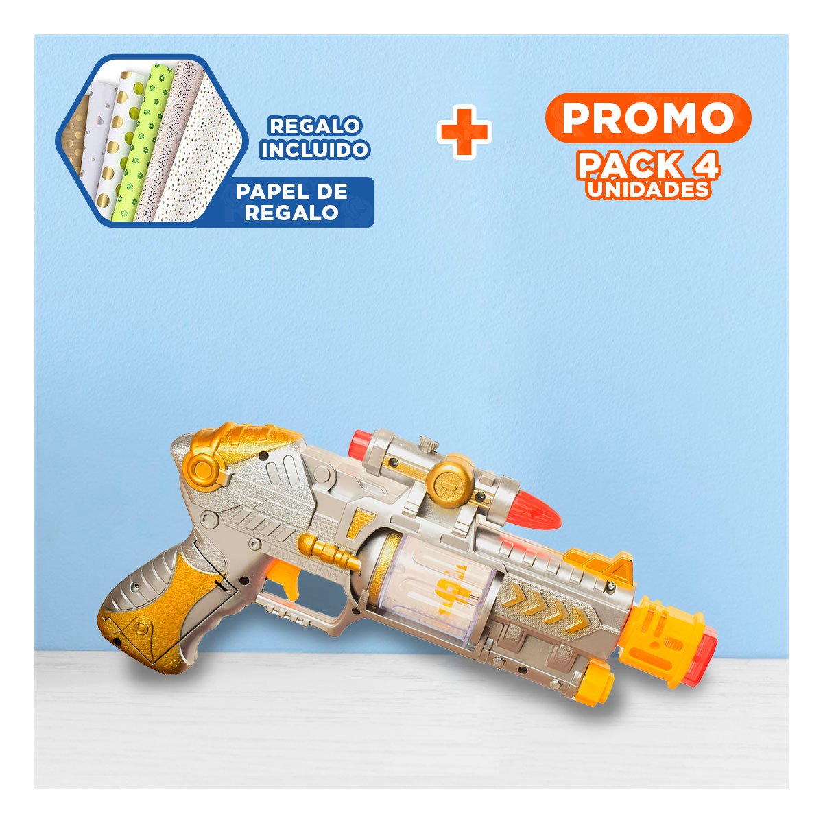 PACK4 DISPOSITIVO DE SONIDO LASER PLATEADO PARA ACTIVIDAD Y MOVIMIENTO Y+PAPEL REGALO - 1