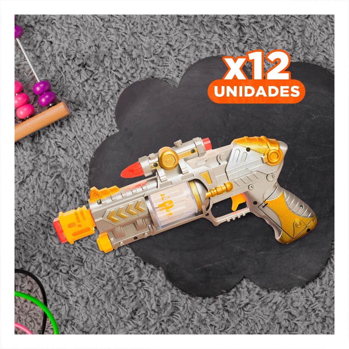 PACK12 DISPOSITIVO DE SONIDO LASER PLATEADO PARA ACTIVIDADES DE JUEGO ACTIVO - 1
