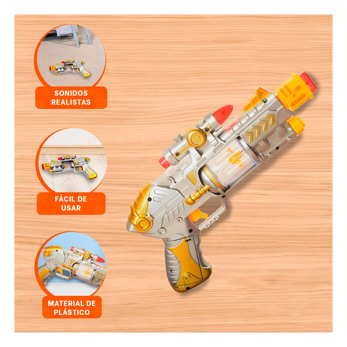 PACK6 PROYECTOR DE SONIDO LASER PLATEADO PARA JUEGOS DE IMAGINACION - 5