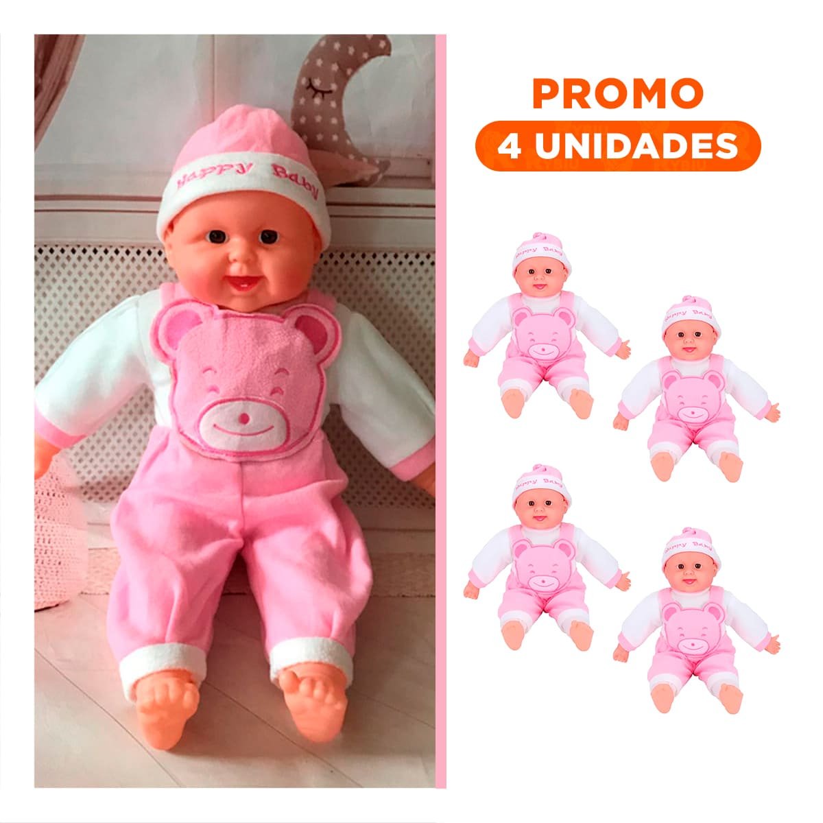 PACK4 PELUCHE SONORO DE OSO PARA JUEGO CONTINUO Y+REGALO STICKER - 1
