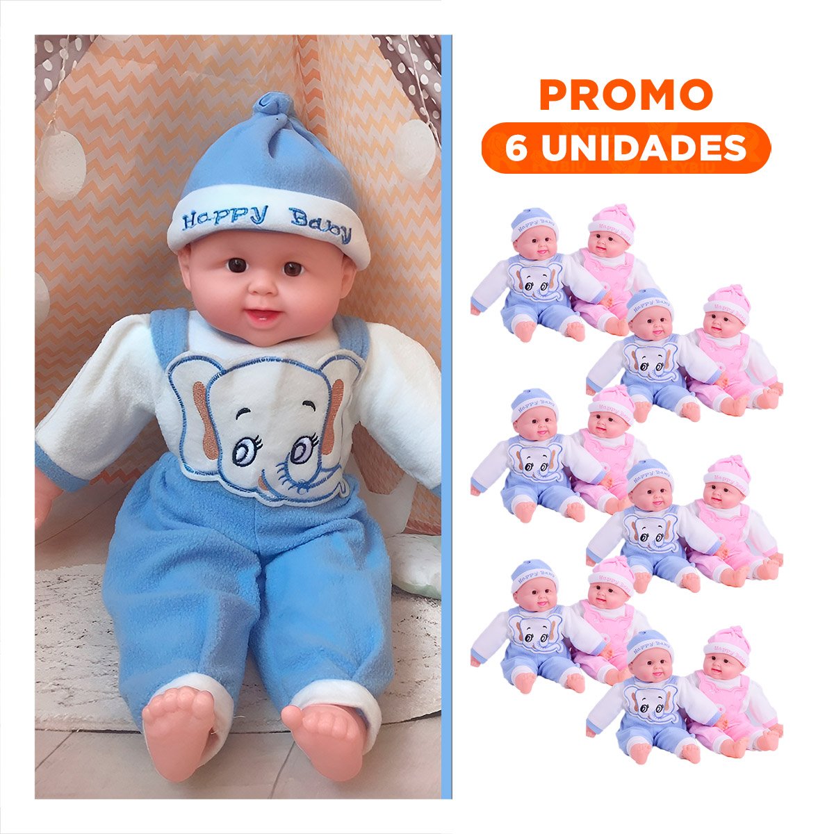 PACK6 JUGUETE ELEFANTE CON SONIDO PARA ACOMPANAMIENTO Y JUEGO EN CASA - 1