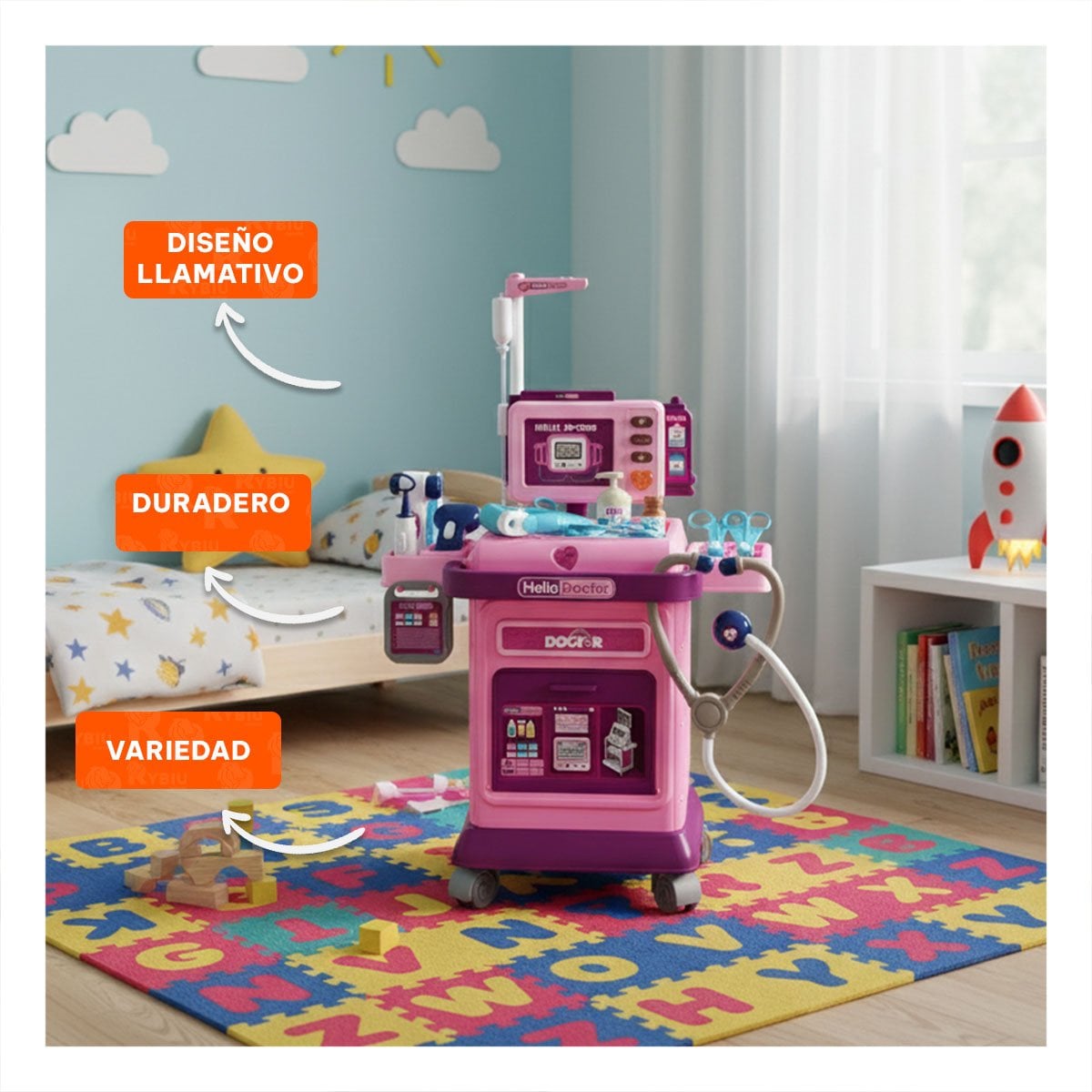 PACK2 AREA DE DOCTOR INFANTIL CON CARRITO Y ACCESORIOS DE JUEGO - 5