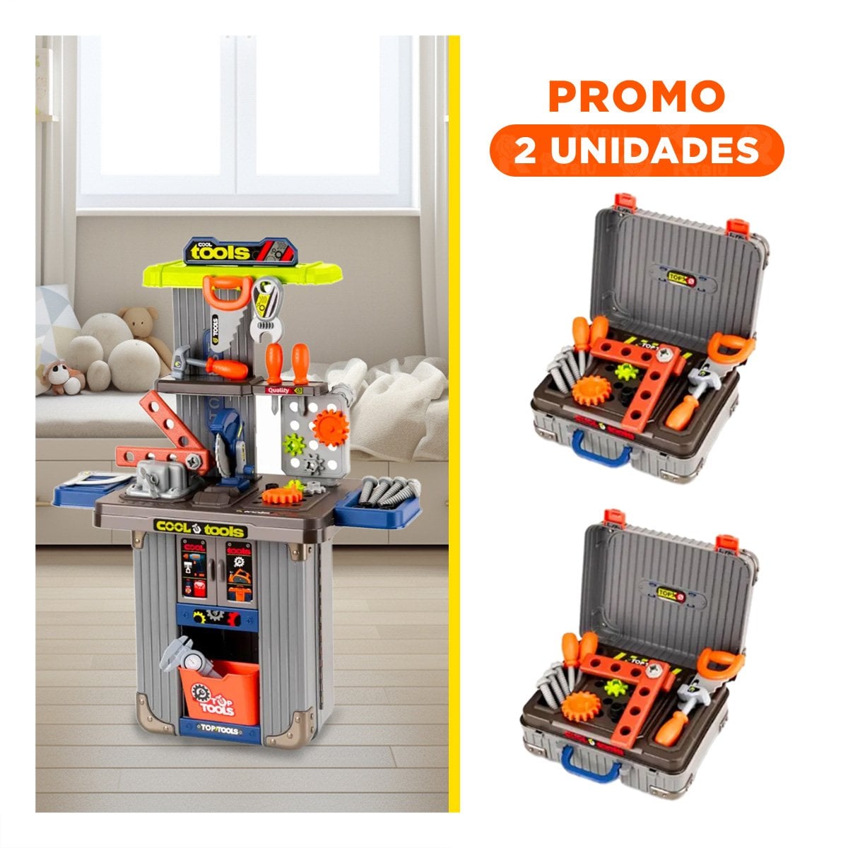PACK2 JUEGO EDUCATIVO DE HERRAMIENTAS 3 EN 1 PARA TALLER INFANTIL - 1