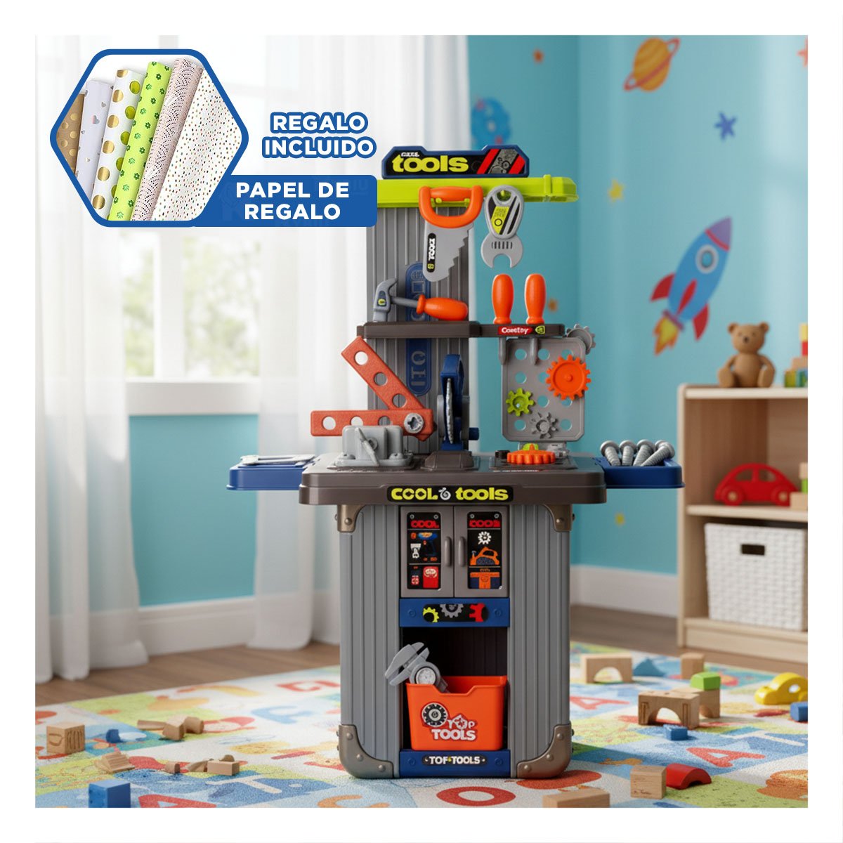 JUGUETE MALETIN CONSTRUCTOR KID EN PLOMO Y+PAPEL DE REGALO - 1