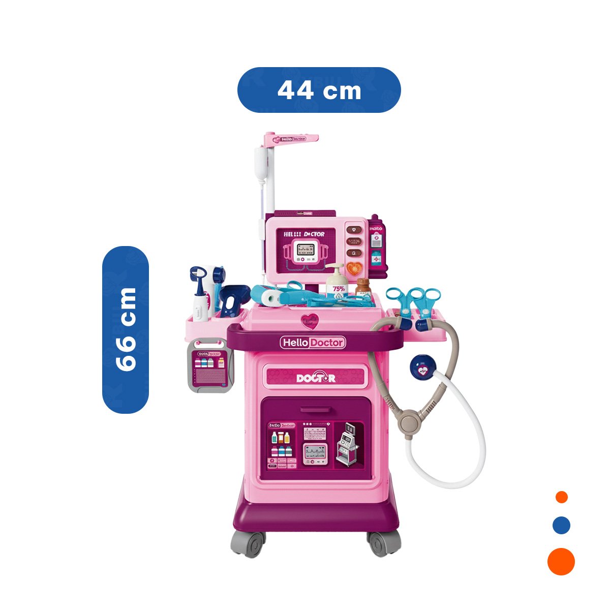 JUGUETE CARRITO MEDICO MUSICAL EN COLOR ROSADO - 4