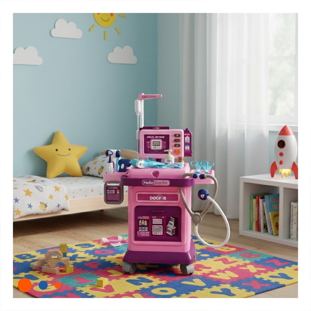 PACK2 CENTRO DE DOCTOR INFANTIL CON CARRITO PARA JUEGO DE ROL YREGALO STICKER - 3