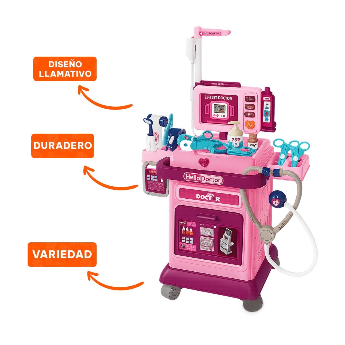 JUGUETE CARRITO MEDICO CON ACCESORIOS Y+REGALO STICKERS - 2
