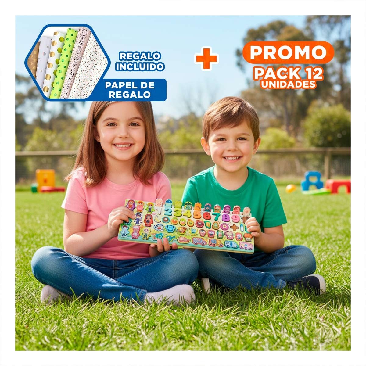 PACK12 PANEL DE PESCA INFANTIL MULTICOLOR Y+PAPEL DE REGALO - 1