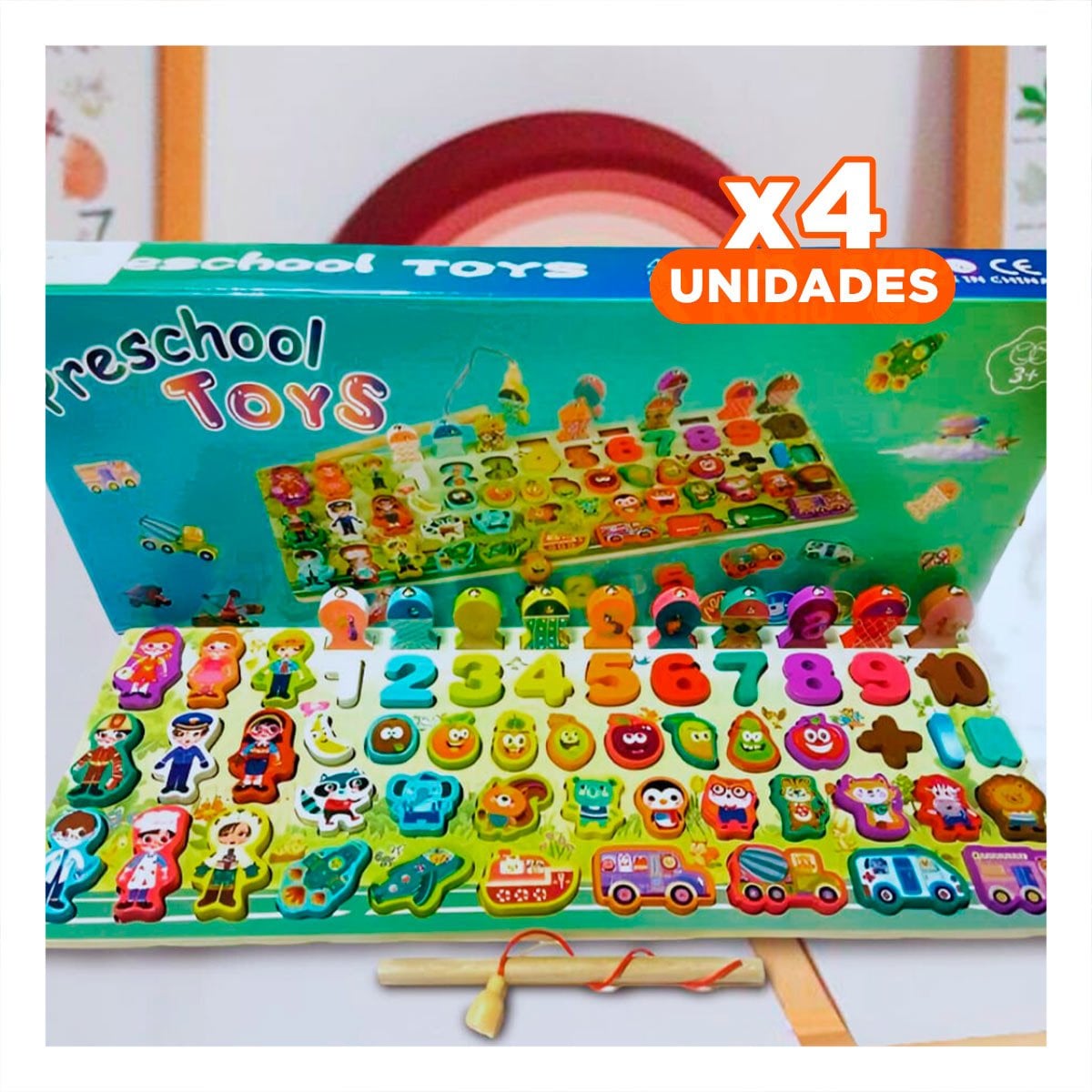 PACK4 JUGUETE DE PESCA INFANTIL DE FRUTAS Y+REGALO STICKERS - 1