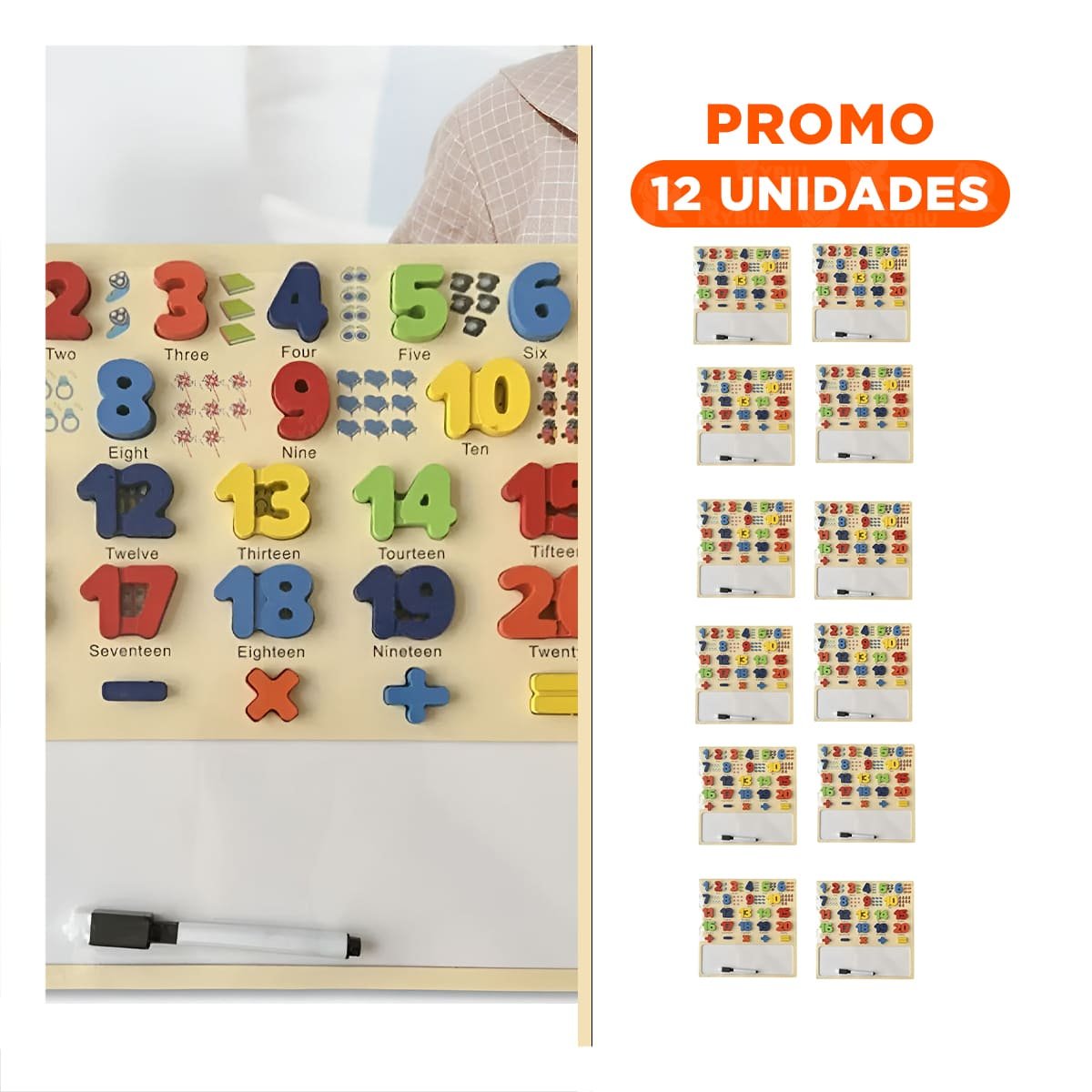 PACK12 HERRAMIENTA DIDACTICA CON PIZARRA NUMERICA PARA REFUERZO ESCOLAR Y+REGALO STICKER - 1