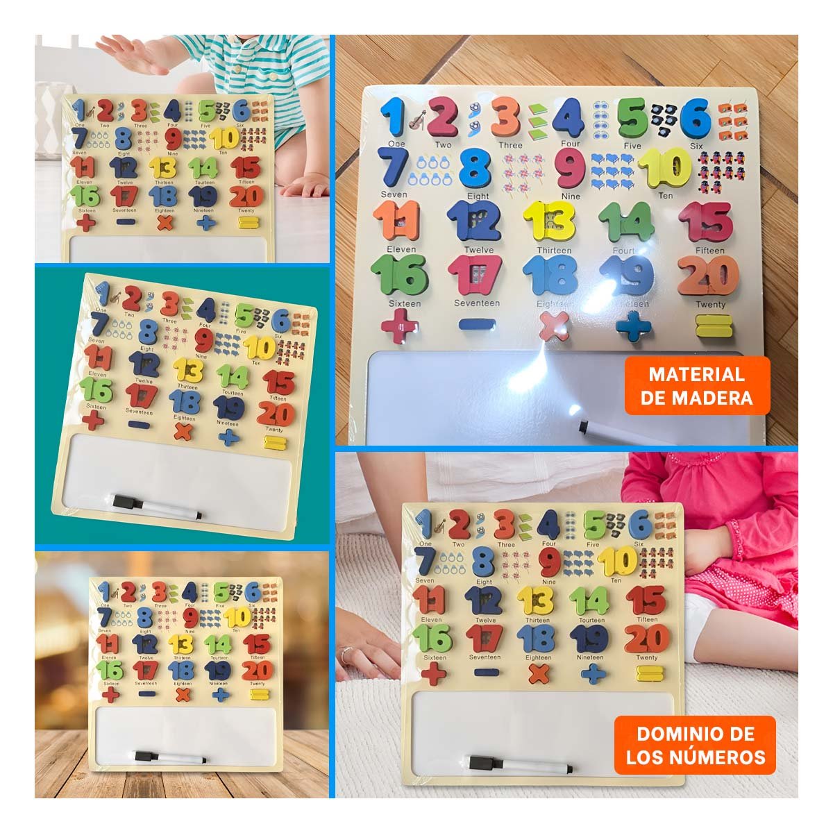 PACK2 SOLUCION EDUCATIVA CON PIZARRA NUMERICA PARA APRENDER NUMEROS Y+PAPEL REGALO - 3