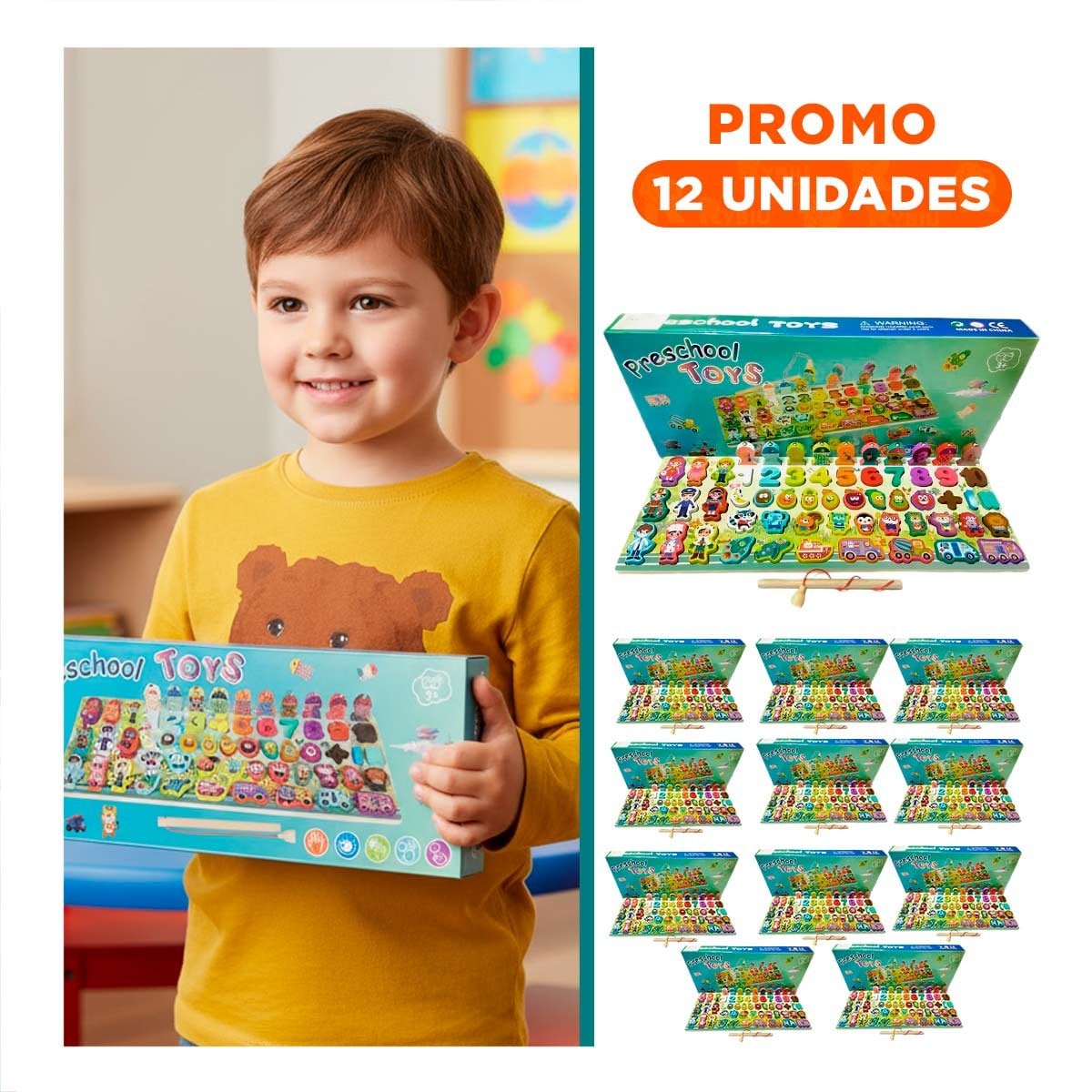 PACK12 PANEL DE PESCA DIVERTIDO CON IMAGENES DE ANIMALES - 1