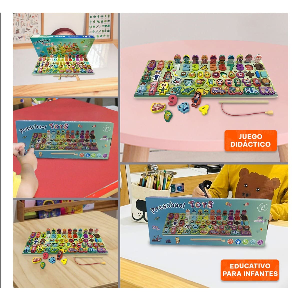 TABLERO DE NUMEROS FRUTAS ANIMAL DE PESCA PARA NINOS - 5