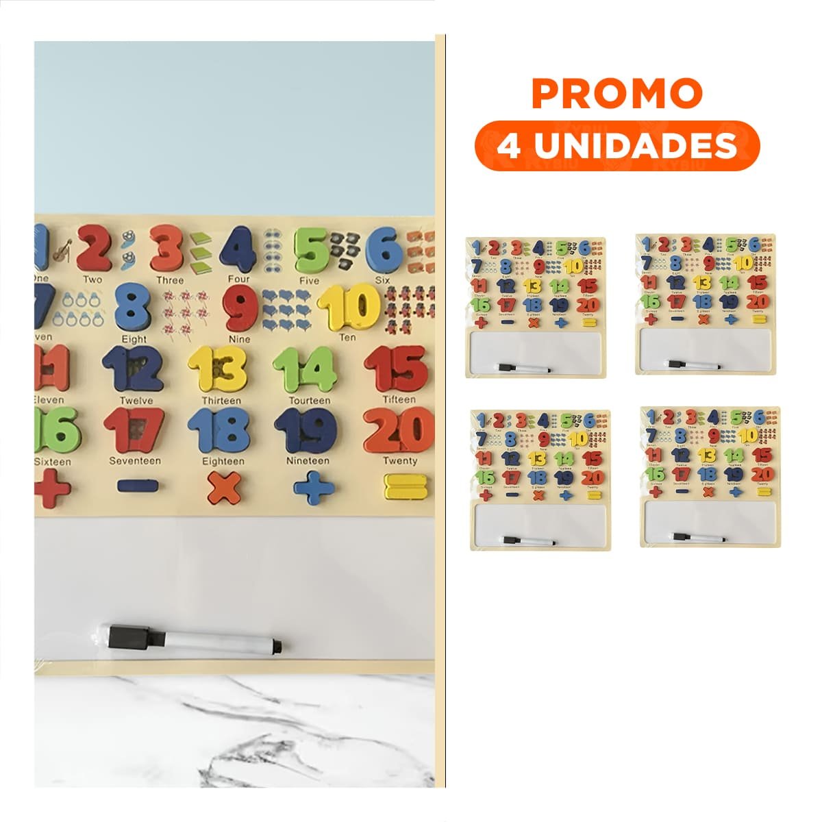 PACK4 SISTEMA DIDACTICO CON PIZARRA NUMERICA PARA APRENDIZAJE VISUAL Y+REGALO STICKER - 1