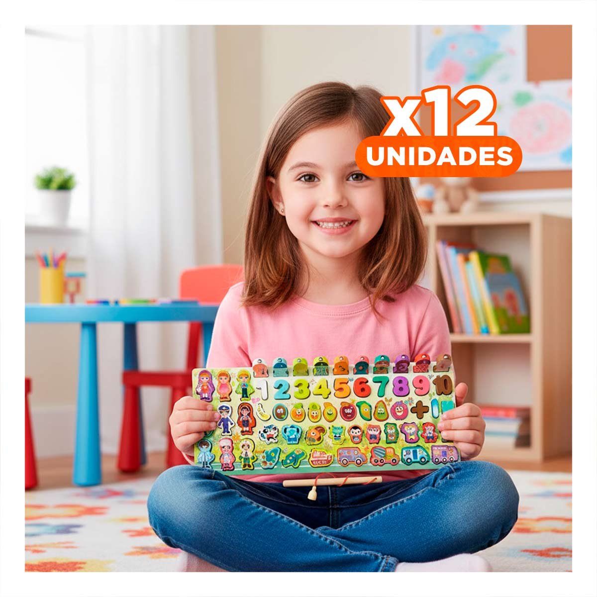 PACK12 PANEL DE PESCA DIDACTICO DE NIÑOS Y+REGALO STICKERS - 1